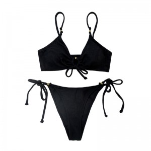 Ring Halterneck Lace-Up Swimsuits