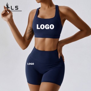 SC9284 Pantaloni scurți de antrenament cu talie înaltă set de yoga personalizate set de sheles 2 piese set de sutiene pentru sutiene Situație de yoga pentru femei