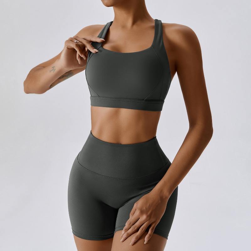 SC9284 Pantaloni scurți de antrenament cu talie înaltă set de yoga personalizate set de sheles 2 piese set de sutiene pentru sutiene Situație de yoga pentru femei