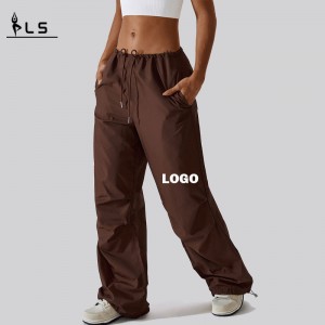SC10113 pantaloni casual cu picioarele casual pentru femei \\\\ Stilul american Drawstring Straight Slavys Baggy Pants Baggy