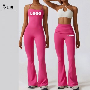 SC10710 Deschideți înapoi sexy One Piece Dance Yoga Ladies Gimnastică purtând gâtul fără spate pentru femei pentru femei Sala de gimnastică Romper