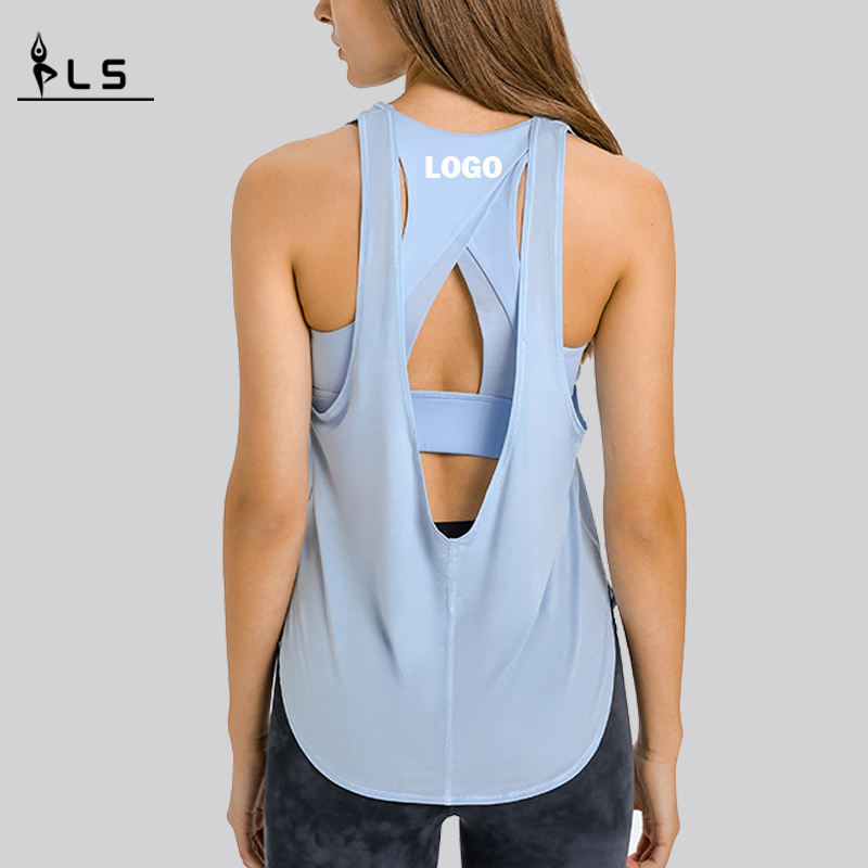SC102512 Spring Fashion Bluză liberă Antrenament Hollow Tops Yoga pentru femei \\\\ Tank Top Womens Yoga Tank Top Deschideți înapoi