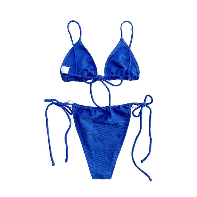 Costum de baie din două piese cu model albastru cu curea cu curea de inel special de pânză din două piese