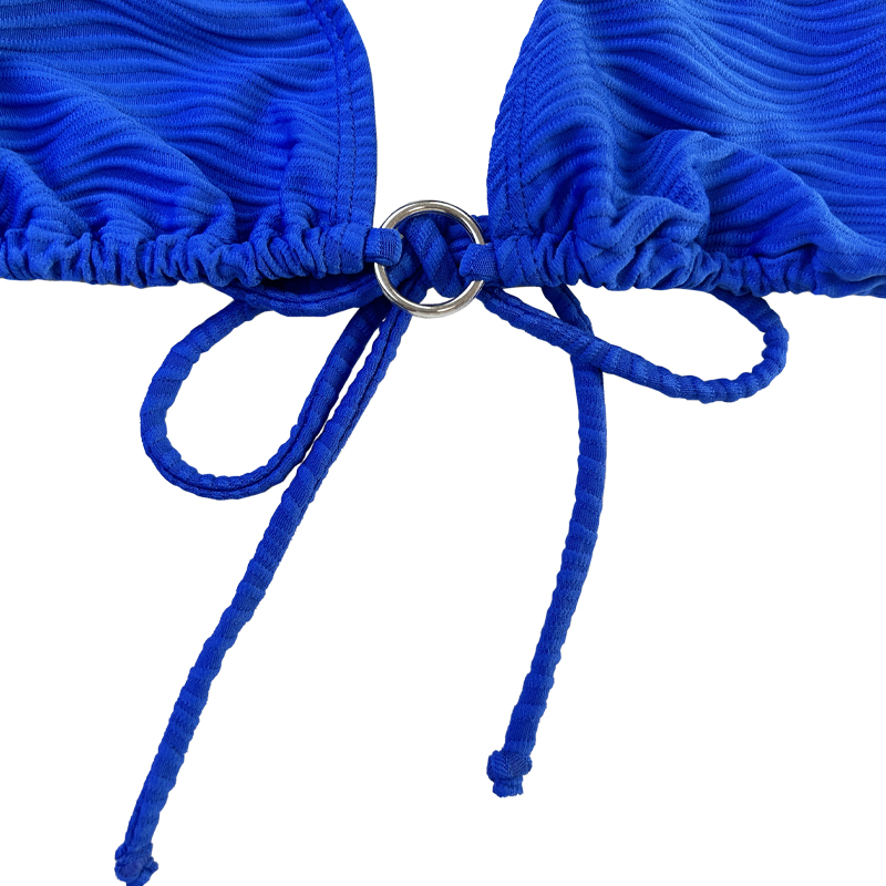 Costum de baie din două piese cu model albastru cu curea cu curea de inel special de pânză din două piese