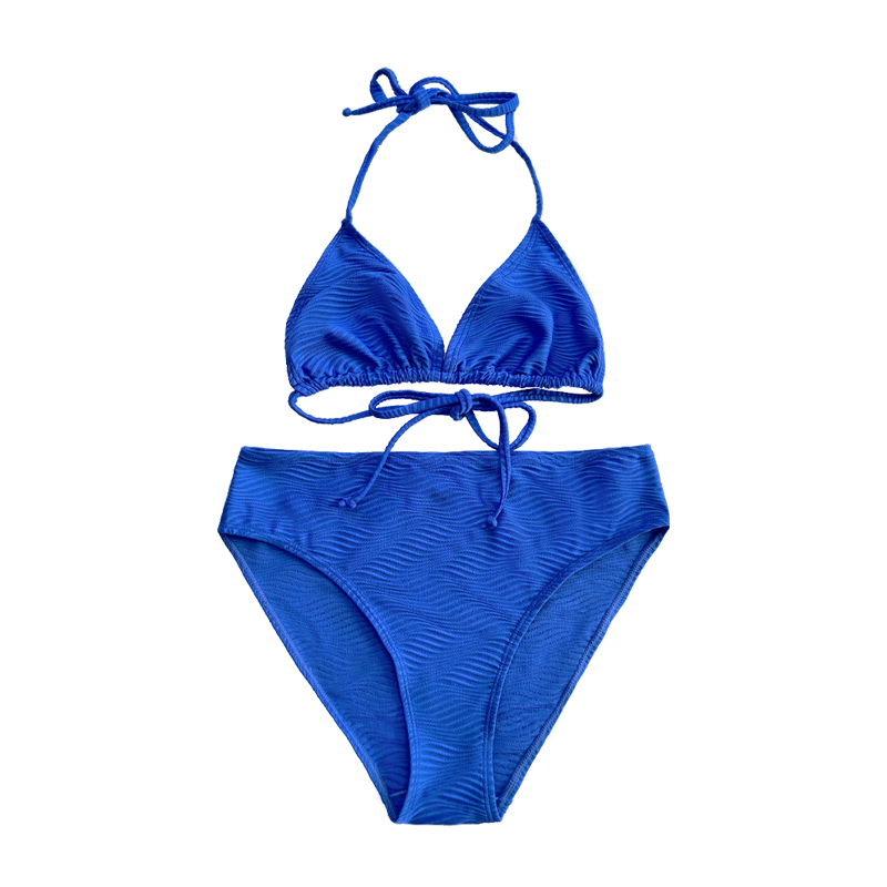 Model albastru Special Clow Triunghi Cupa Halter Halter Cutre Split Costum de baie