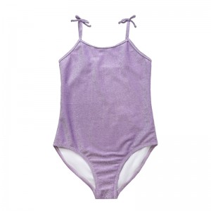 Purple Children’s Halter Bow Basic Sild Sârmă de argint dintr-o singură piesă Costum de baie