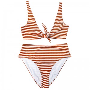 Portocaliu portocaliu alb arc de umăr larg arc de umăr confortabil talie înaltă din două piese costum de baie